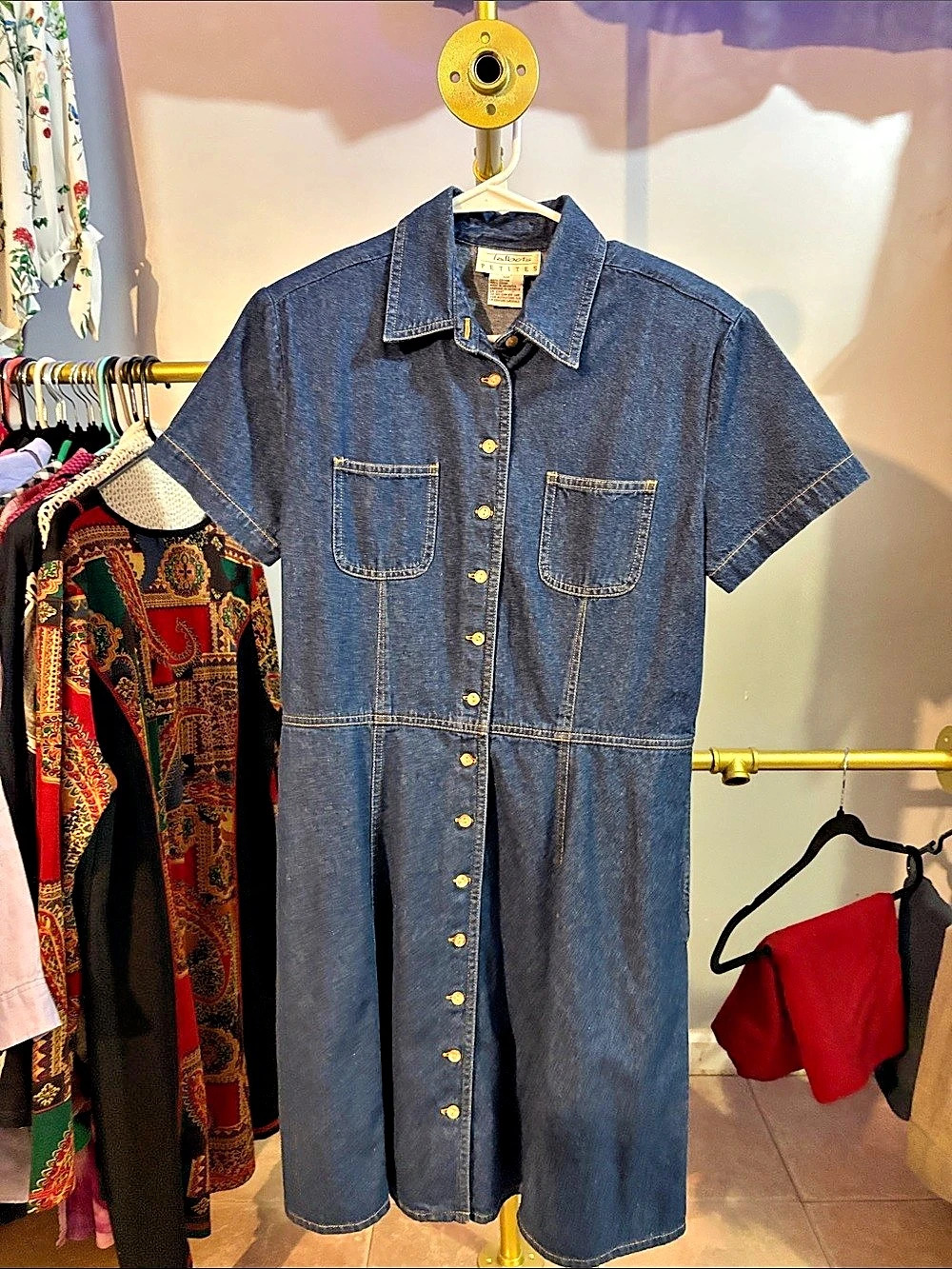 Talbots Denim Button-Front Midi Dress Size 10P